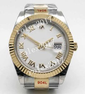 GMF Factory Movimento automático masculino dois tons 41 mm 18K ouro amarelo 904l preto prata ouro cinza mostrador branco com moldura romana YG V2 3235 relógios de pulso