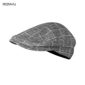 Caps Sommer Herbst Unisex Casual Flat Caps Gitter grau Baskenbauer Vintage Ivy Zeitungsjunge Hut Künstler Male Fahrhut Nm11