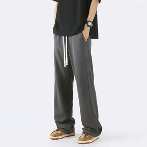 Calças masculinas 2024 caráter específico casual cor sólida verão solto estilo coreano calças de linho