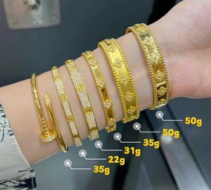 Designer-Armreif mit Schraubverschluss, modisch, luxuriös, Carer, Original, trendig, 18 Karat Gold, Diamant für Damen und Herren, Nagelarmbänder, Silberschmuck, Armband 6IGA