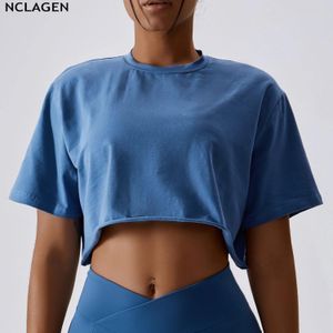 シャツnclageヨガシャツアウトドアルーズスポーツランニング服カジュアルなファーストップルーズツシャツジムトップ女性トレーニング