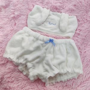 Kjolar kvinnor mjuk veet bh och bloomer set söt anime sexig cosplay underkläder rosa varma kläder kawaii långa öron pamas shorts outfit