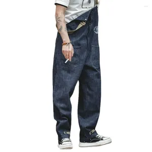 Мужские брюки, свободный повседневный комбинезон на подтяжках, универсальные комбинезоны, прямые джинсовые брюки в стиле американского уличного ретро
