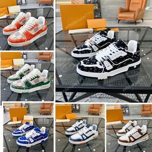 2024 Uomo Designer pelle di vitello Scarpe casual Vera pelle Stampa con lacci Moda classica scarpe da ginnastica sportive scarpe da corsa sneakers Figure stampate taglia 12