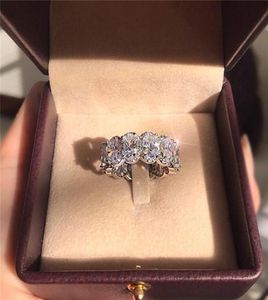 Impressionante edição limitada eternidade banda anel de promessa 925 prata esterlina 11 peças oval diamante cz anéis de noivado para mulheres232r1140011
