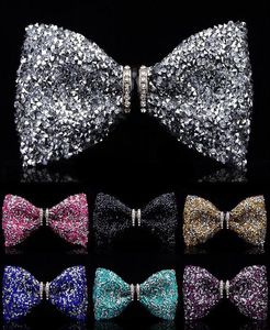 Boyun bağları moda smokin bow tie erkek kırmızı ve siyah kristal cam damat evlen düğün partisi renkli çizgili kelebek kravatlar mens9629342