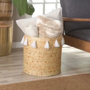 Naturals Hyacinth Fringe Basket Storage Sランドリーオーガナイザー240103