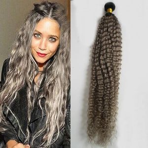 Aplique de cabelo encaracolado brasileiro, 100% cabelo humano, não remy, cacheado, t1b/cinza, frete grátis, 1 peça