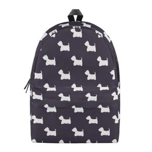 Wysokiej jakości 16 -calowa kreskówka Westie Print Backpack Girl School BAG BACKPACK DUŻY KAWAII SZKOŁA MOCHILA MUJER 240102