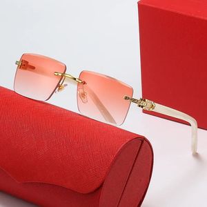 Quadratische Sonnenbrillen-Brillenfassungen für Herren, Designer-Brillen für Damen, polarisierte Brillen, Diamantschliff, randloser Holzrahmen, Lunette De