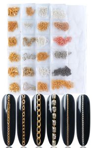 6 tipi di accessori per nail art catene in lega decorazioni per unghie 3D borchie impacchi per manicure design per unghie fai da te smalto gioielli in metallo LEFB01044404994