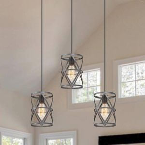 Pendantlampor Kitchen Island Lightlnc 1-Light Borsted Silver Black Industrial Lantern Led Mini Light Modern Farmhouse Chandeli