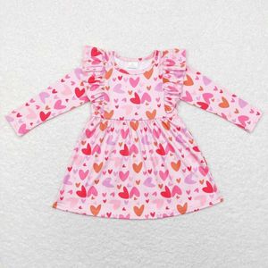 Girl Dresses Wholesale Valentine's Day Kids Twirl Dress Baby Long Sleeves Hearts Love Clothing Children Spring Toddler Boutique Clothes