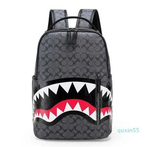 Rucksack Rucksack Reisetasche Mode Gitter Rucksack Student Schultasche Große Kapazität Hai Tasche Straße Trend Mann