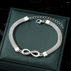 Link Bracelets Rhinestone Infinity Bracelet Men's Women's Jewelry No. 8 Pendant Couple Lover's Friend Ladies Gifts