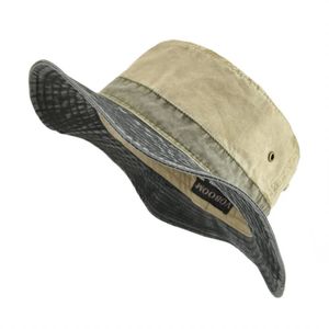 VOBOOM Cappelli a secchiello per uomo Cappello Panama da esterno in cotone lavato Cappello estivo da caccia per pesca UV400 Berretto di protezione solare Cappello Panama 240102