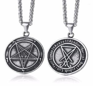 Satanic biżuteria Satanic Style lucyfer pentagram baphomet amulet kozi szatan wiccan satanizm wisiork Naszyjnik ze stali nierdzewnej 28234550316