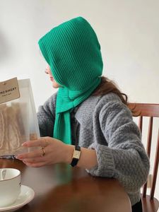 Balaclava Gestrickte Mützen Hüte Für Frauen Winter Warme Schal Kappen Mit Kapuze Kappe Outdoor UnisexSkullies Hüte Lätzchen Damen Gorros Motorhaube 240102