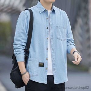 Men's Casual Shirts 2023 Spring New Men's Long Sleeve Denim Shirts Autumn Trend 100% Cotton Loose Casual Shirt Male Classic Thin Jean Jacket