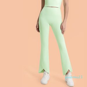 LU Ppel of Velvet Yoga Show Pants Женские тонкие расклешенные брюки с высокой талией и ягодицами