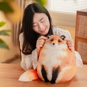 Fox Plush Pillow Cat Stuffed Animals Soft Plushies Doll Raccoon Body Cute Kitten Throw Gift for girls 240103