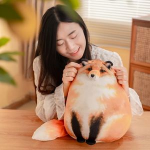 Fox Plush Pillow Cat Stuffed Animals Soft Plushies Doll Raccoon Body Cute Kitten Kasta gåva till flickor 240103