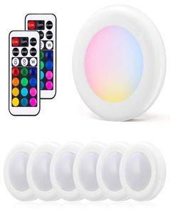 Kablosuz RGB Puck Lights Mutfak Uzaktan Kumanda Aydınlatma Altında Led Dolap Merdiven Hal3804434