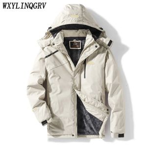 秋の冬の男性ファッションウインドフード付きジャケット温水大型サイズ取り外し可能な帽子メンズ240103