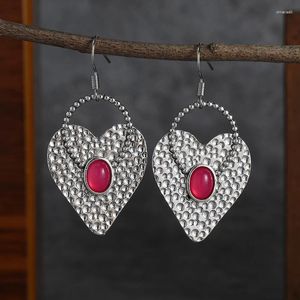 Dangle Earrings Simple Retro Lovecore Red Stone 여성 파티 파티 결혼식 Get-Gogether Bohemian Metal Jewelry Gift