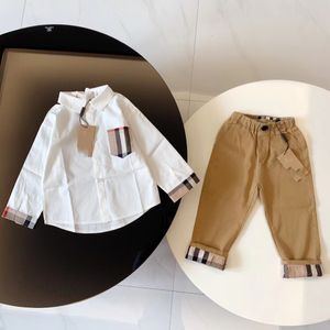 Big Kid Boy Crae Fashion Biała koszula i spodnie Baby Girls Plaid Ubrania Zestawy 2 sztuki dziecięce ubrania zimowe 2024