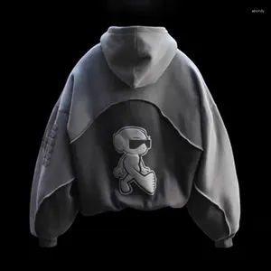 Erkek Hoodies Pfnw Tide Moda Sonbahar Yüksek Sokak Kapşonlu Uzun Kollu Kazak Köpük Baskı Niş Tasarım Pamuk Ceket 12ZX2248