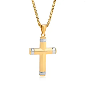 Anhänger Halsketten Massive Edelstahl Kreuz Halskette Rolo Kette für Herren Jungen 3mm 24 Zoll vergoldet