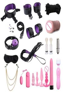 Masseur bondage jouet adulte lit jeu ensemble sûr femmes hommes confortable Bondage Romance BDSM sexe Cosplay jouet Kit vibrateur bandeau F7866695