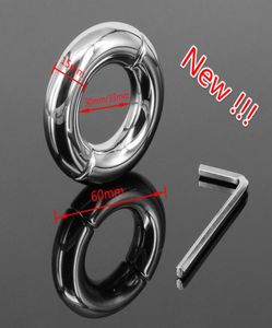 2022 Stainless Cockrings Steel Scrotum Ring Metal Locking Cock Ball Stretchers For Men Stretcher Testicular Restraint3775423