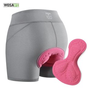 Shorts de ciclismo wosawe acolchoado ciclismo shorts feminino malha respirável ciclismo roupa interior à prova de choque equitação bicicleta underpant mtb estrada b