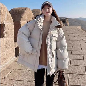 Casacos de trincheira femininos 2024 inverno moda algodão terno com capuz pão estilo curto junior college down coat