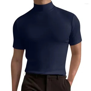 Erkek Tişörtleri 2024 İlkbahar/Yaz Yüksek Yakalı Gevşek Gevşek Moda Kısa Kollu T-Shirt Altında Soylu Çok yönlü Kişiselleştirilmiş Üst