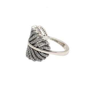 Ring Designer-Schmuck für Frauen Original hochwertige Bandringe 925 Silber Federringe mit Diamantschmuck