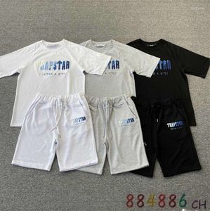 Men's T Shirts Women's Trapstar White Blue Towel Embroidery Short Sleeve Shorts Set Spring Summer Fashion Streetwear T-shirt Motion current 5512ess