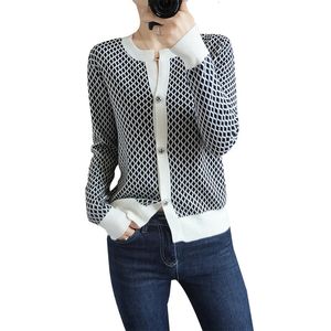 Outono inverno malha cardigan cashmere suéter o-pescoço parágrafo curto solto casaco de manga comprida espessamento S-XXL 240102