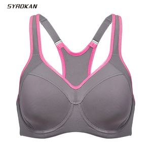 Syrokan Sports Bra Kobiety Pełne wsparcie Wysokie Wzmacniacze Racerback Lekko wyłożony underwire Undrwear BRASProof 240102