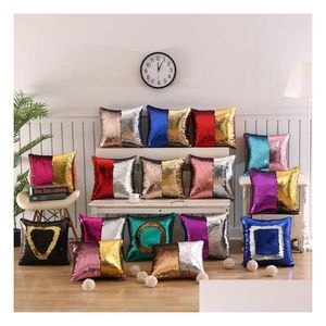 Plush Backpacks Sequins Pillow Diy Mermaid Sequin Cushion Er Pillowcase Magical Color Changing Home Decor Car Sofa Case 40X40Cm Drop Dhjz1