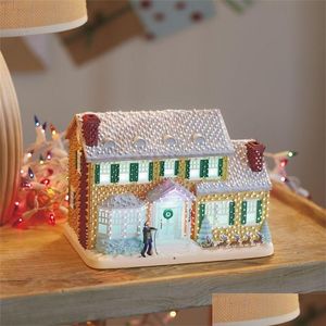 ديكورات عيد الميلاد عطلة الإضاءة قرية زخرفة للمنزل ضوء متوهج منزل صغير هدية إبداعية 220921 إسقاط ديلي DH0G1