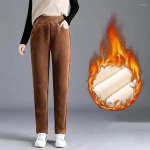 Calças femininas Corduroy Straight Coreano Capris Perna Larga para Mulheres Cintura Alta Oversized 3XL Casual Elegante Calças Baggy