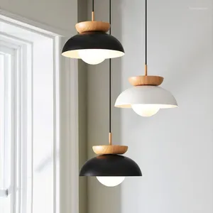 Pendant Lamps American Style Lights White Black Metal Wood For Restaurant Kitchen Dining Bedroom E27 Bulb Drop