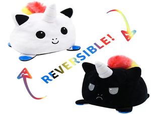 Cartoon Anime Toys Soft Plush Backed Dolls para crianças Presentes de Natal de aniversário 15 cm diferentes tipos de bonecas reversíveis gato gato2679469