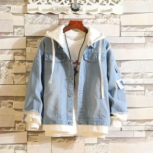 S-5XL MENS DENIM JACKETS SPRING HASTURN Male Coats Hooded Single Breasted Tidal Current Fashion Outerwear Clothes HW71 240103