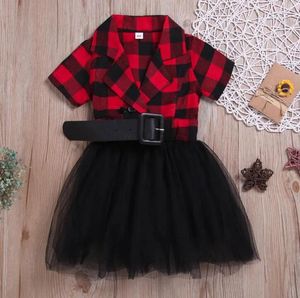 Dresses wholesale in stock Lace short sleeve casual Dresses baby children available Girl plaid princess Dress Party Clothing wear WY062