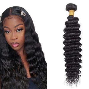 Wątki nieprzetworzone dziewicze ludzkie głębokie fala Peruvian Oryginalne Remy Human Hair Extension 1PC/Lot 9a 1026 cala długiego cala