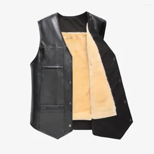 Mäns västar Casual Men Waistcoat ärmlös Vest Faux Leather Motorcykel Varm Autumn Winter Jacket för cyklister